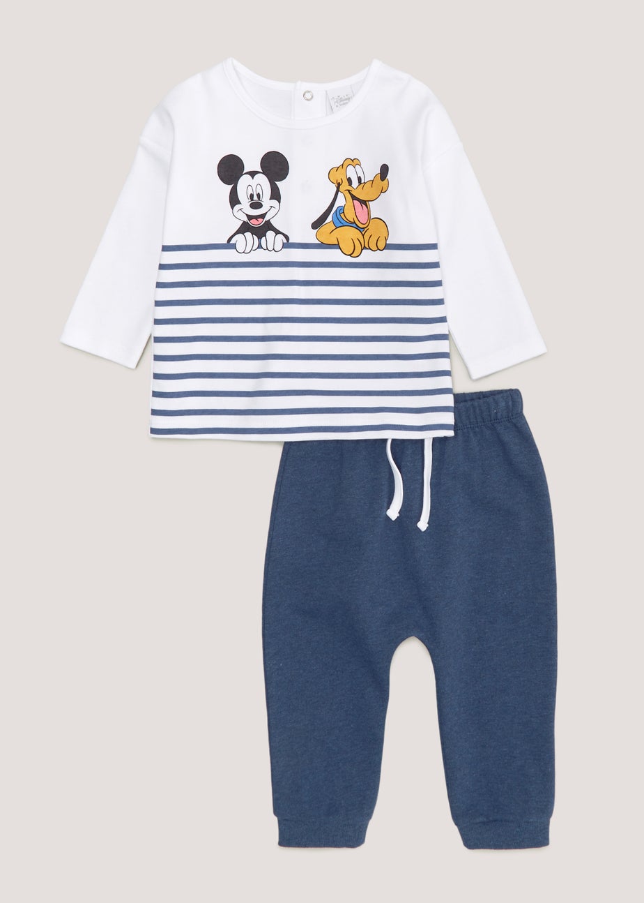 Baby Blue Disney Mickey Mouse T-Shirt Joggers Set (Newborn - Main Image