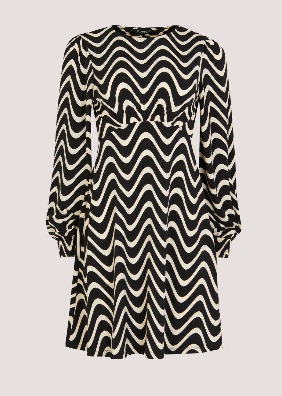 Et Vous Black Print Dress Matalan