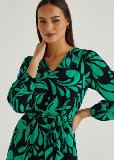 Et Vous Green Paisley Twill Dress