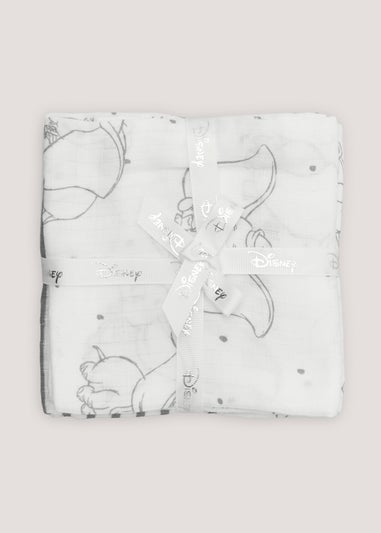 3 Pack White Dumbo Muslin Cloths (73cm x 73cm)