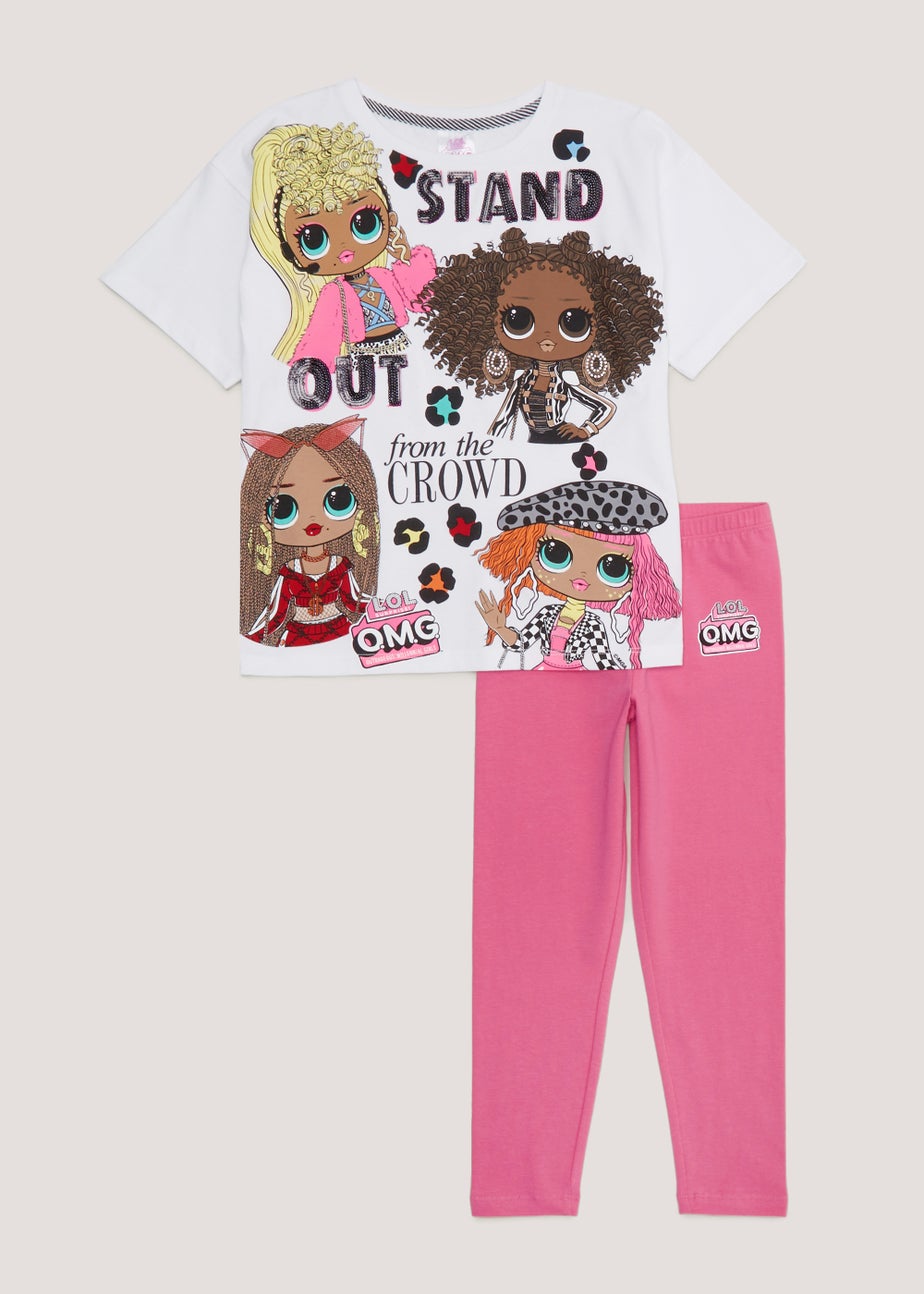 Girls White L.O.L. Surprise T-Shirt & Leggings Set (5-11yrs)