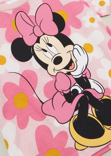 Girls Pink Floral Disney Minnie Mouse T-Shirt (12mths-6yrs)