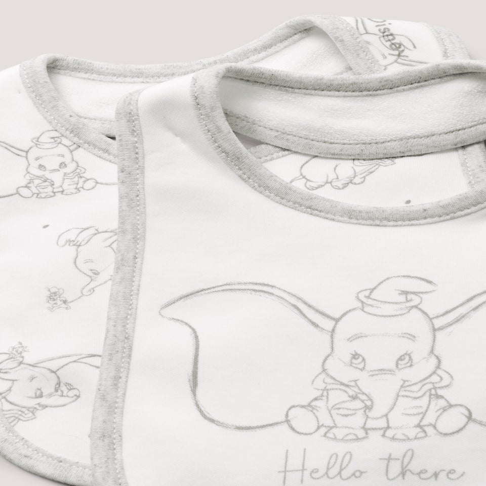 2 White Pack Disney Dumbo Hello Bibs