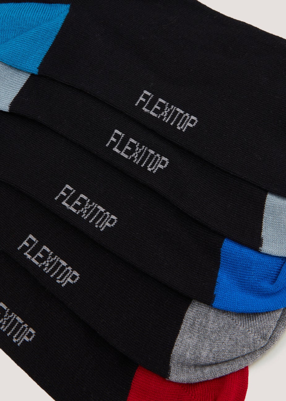 5 Pack Black Flexi Top Socks