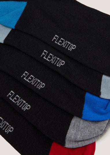 5 Pack Black Flexi Top Socks