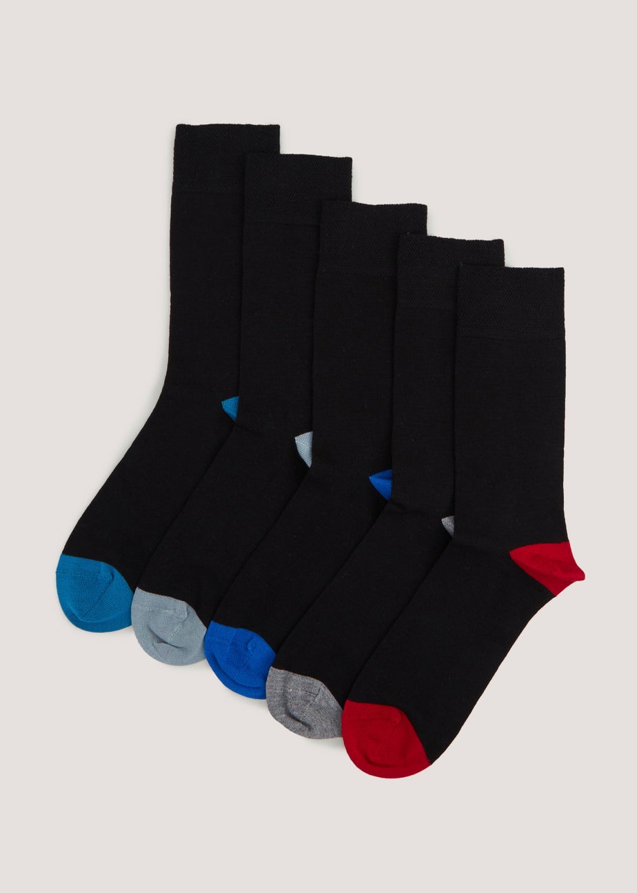 5 Pack Black Flexi Top Socks