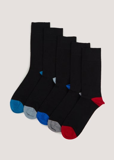 5 Pack Black Flexi Top Socks