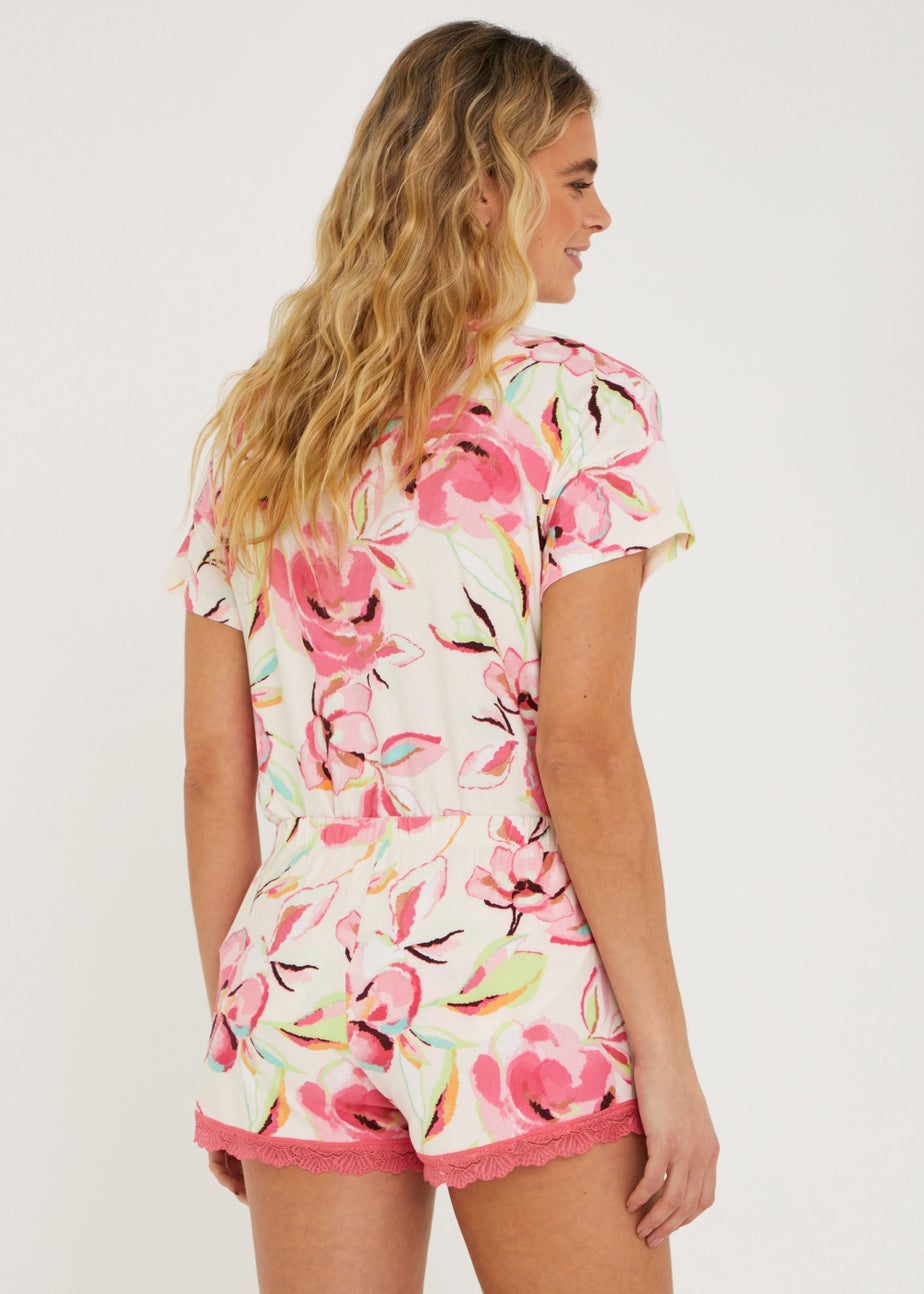 Cream Floral Pyjama Shorts