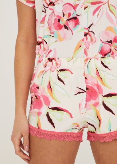 Cream Floral Pyjama Shorts