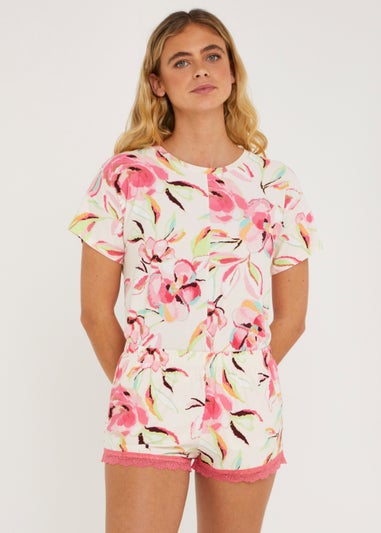Cream Floral Pyjama Shorts