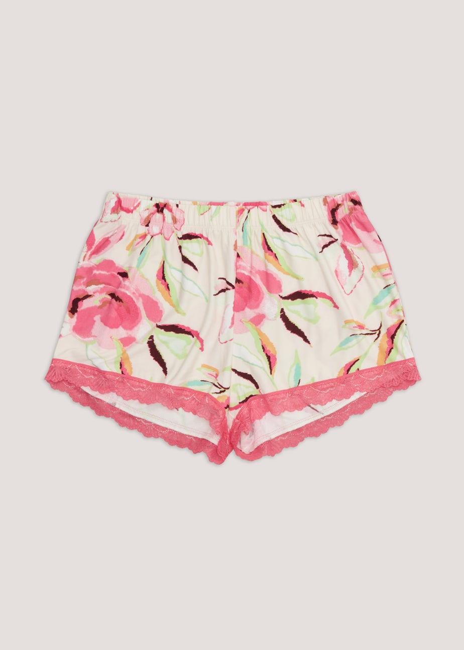 Cream Floral Pyjama Shorts