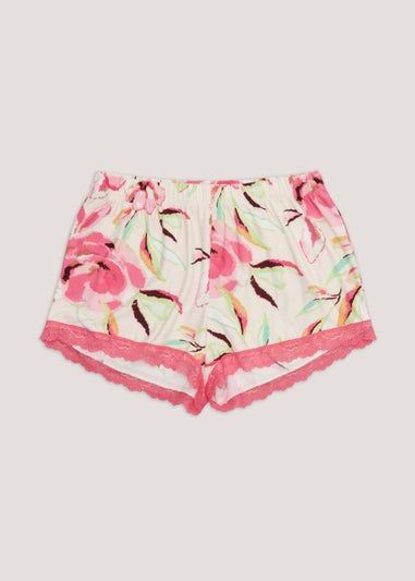 Cream Floral Pyjama Shorts