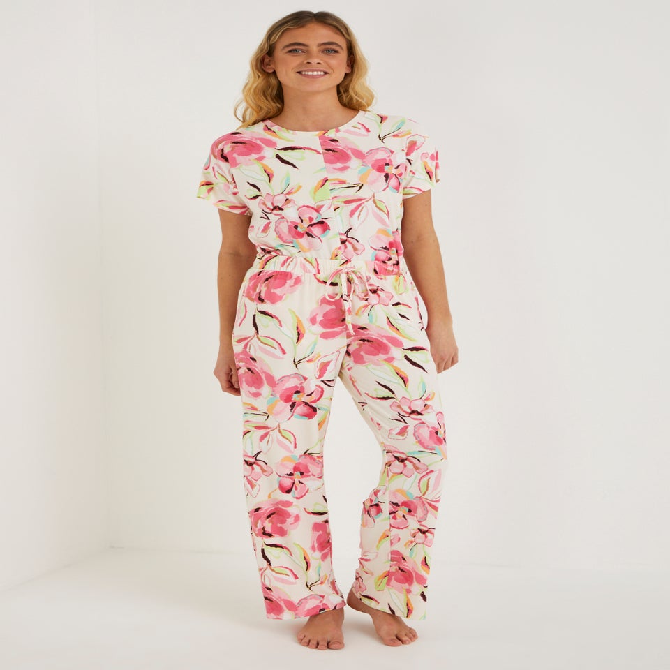 Cream Floral Pyjama Bottoms