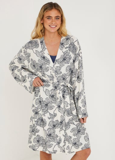 Cream Floral Dressing Gown