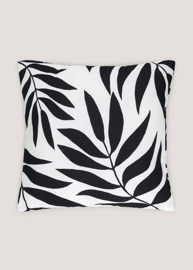 Black Leaf Outdoor Cushion (43cm x 43cm)