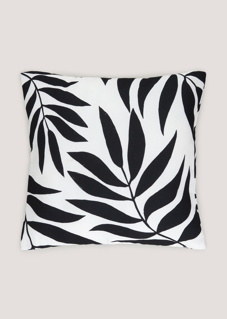 Black Leaf Outdoor Cushion (43cm x 43cm)
