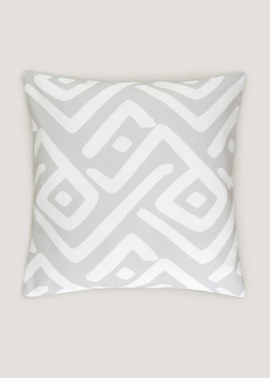 Grey Geometric Outdoor Cushion (43cm x 43cm)