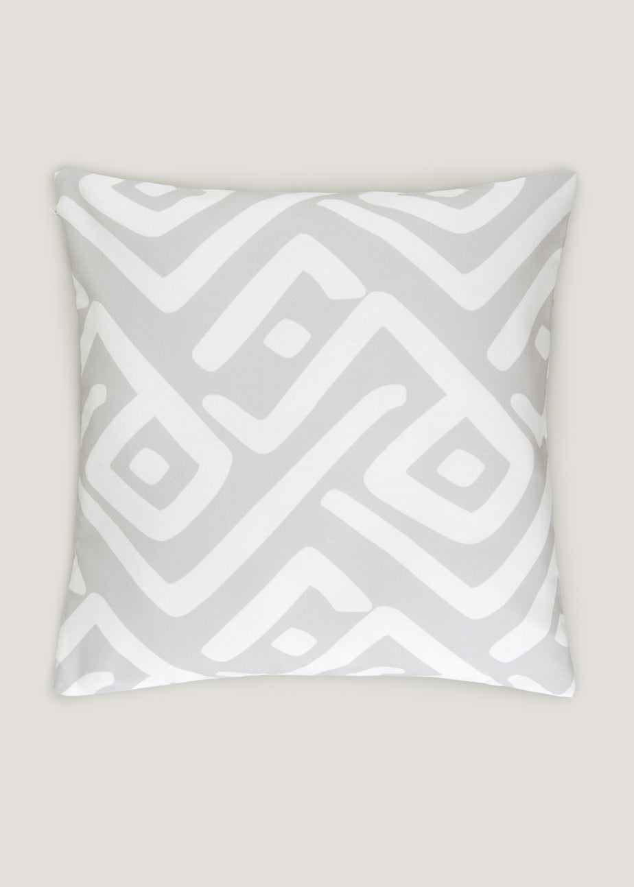 Grey Geometric Outdoor Cushion (43cm x 43cm)