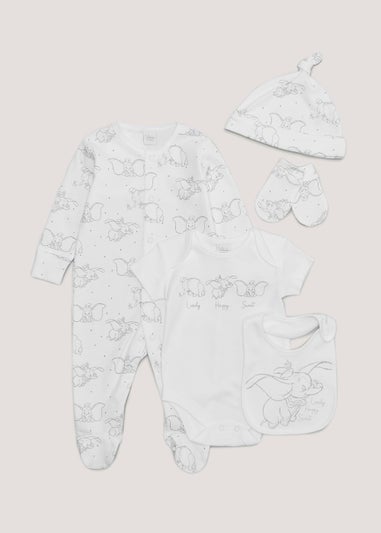 Baby White 5 Piece Dumbo Gift Set (Tiny Baby-6mths)