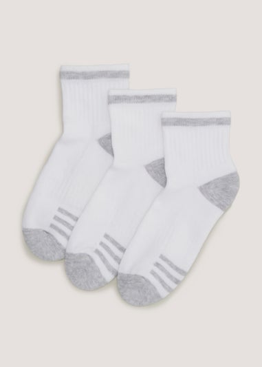 Boys 3 Pack White Sports Socks (Younger 6-Older 6.5)
