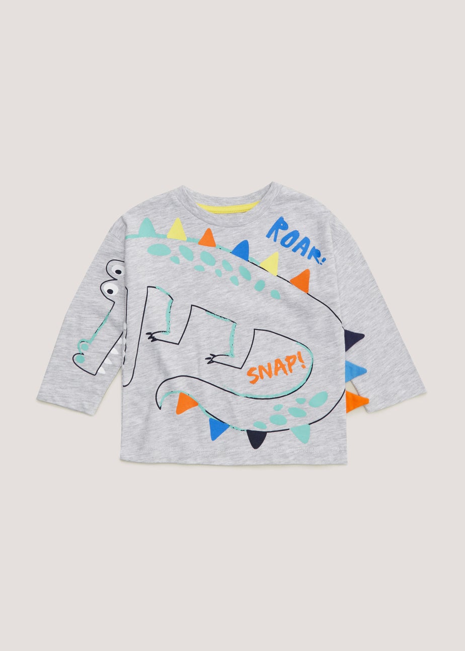 Boys Grey Crocodile Longline T-Shirt (9mths-6yrs)