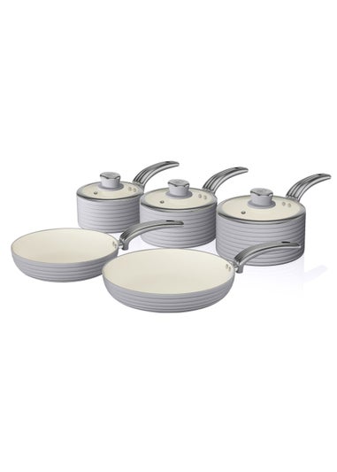Swan 5 Piece Grey Retro Pan Set