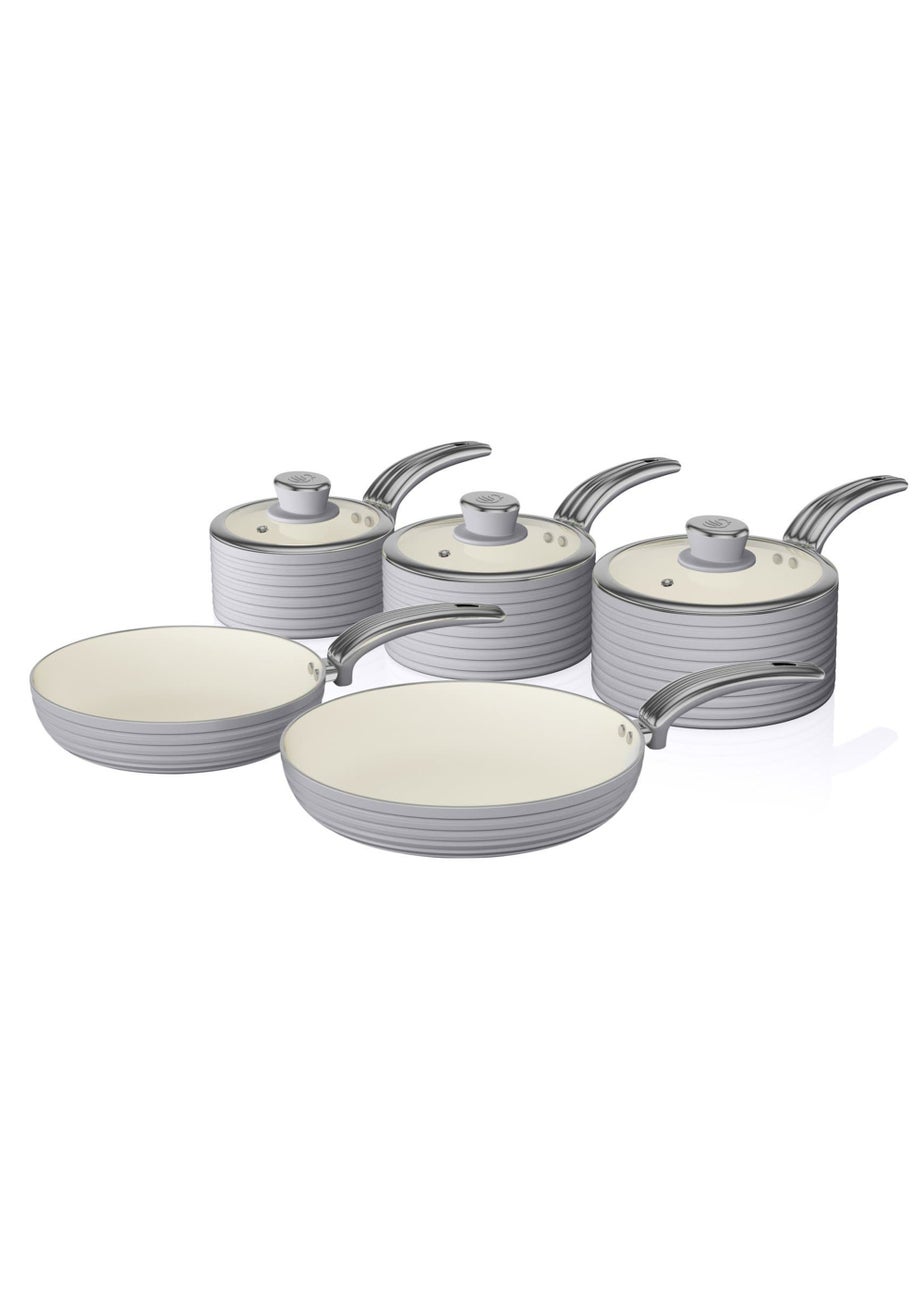 Swan 5 Piece Grey Retro Pan Set