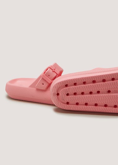 Girls Pink Buckle Chunky Sliders (Younger 10-Older 5)
