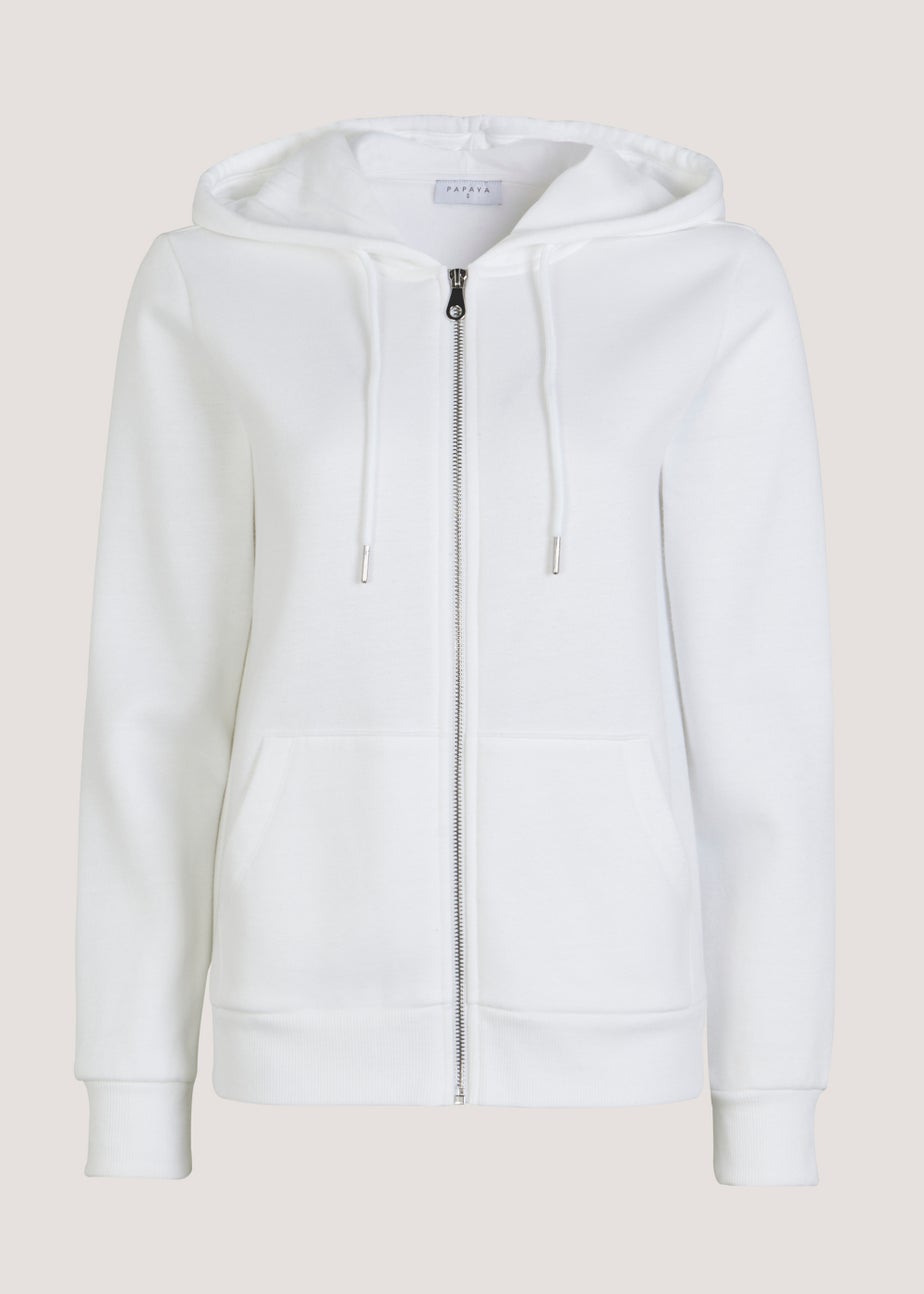 White Zip Up Hoodie