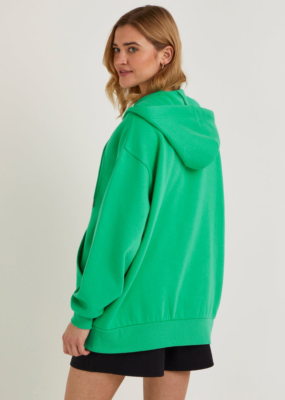 Green Longline Zip Up Hoodie Matalan
