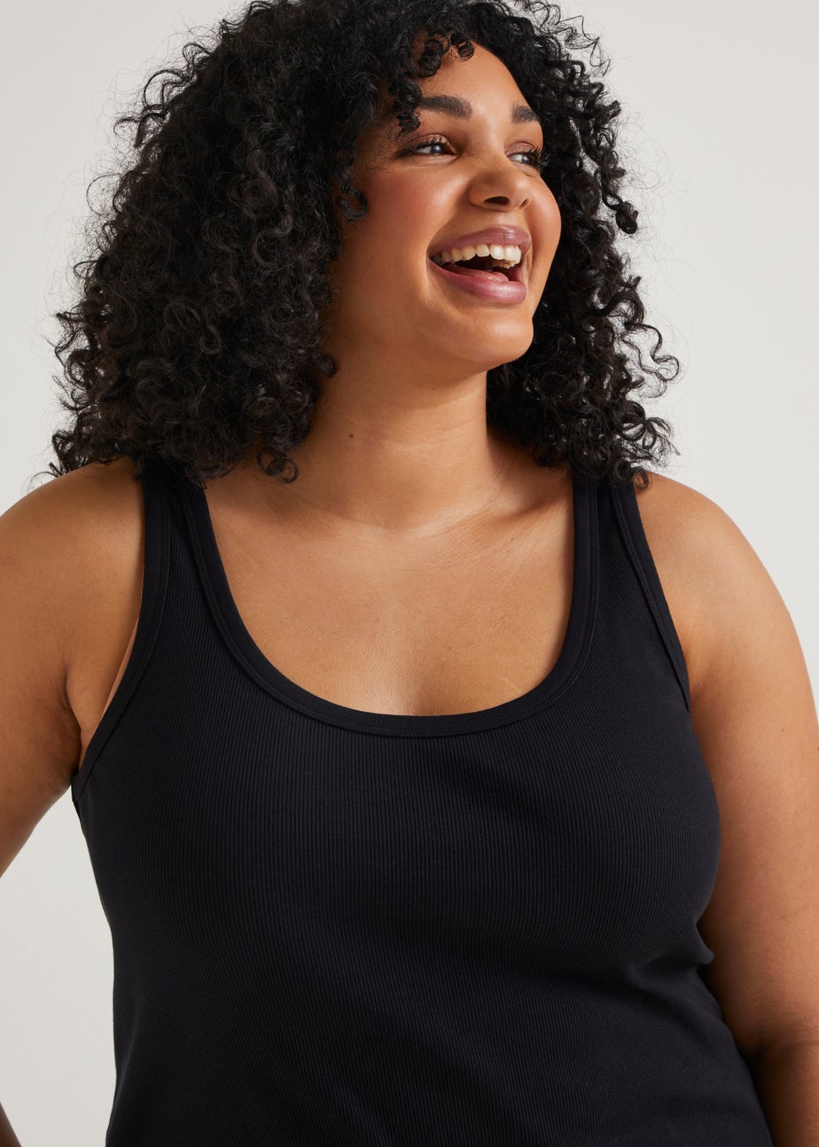 Papaya Curve Black Ribbed Vest Top