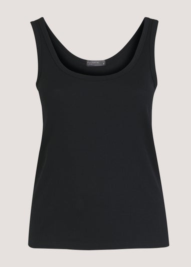 Papaya Curve Black Ribbed Vest Top