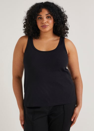 Papaya Curve Black Ribbed Vest Top
