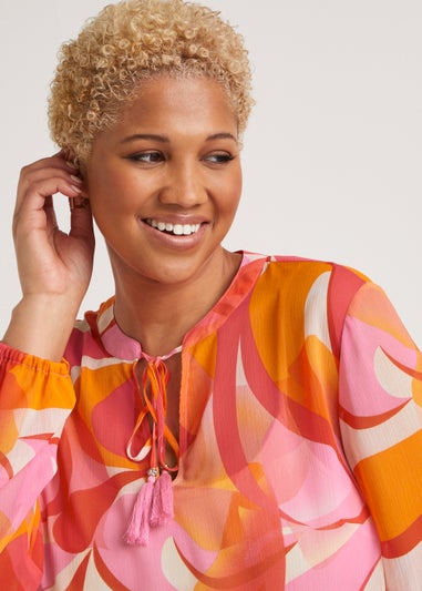 Papaya Curve Red Chiffon Blouse