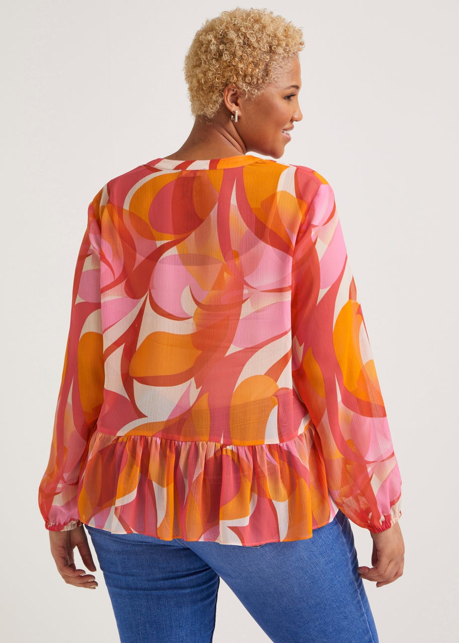 Papaya Curve Red Chiffon Blouse