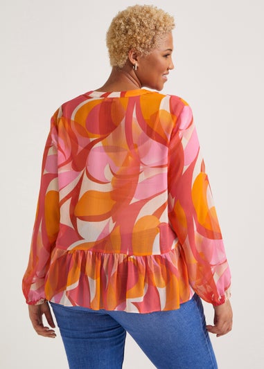 Papaya Curve Red Chiffon Blouse