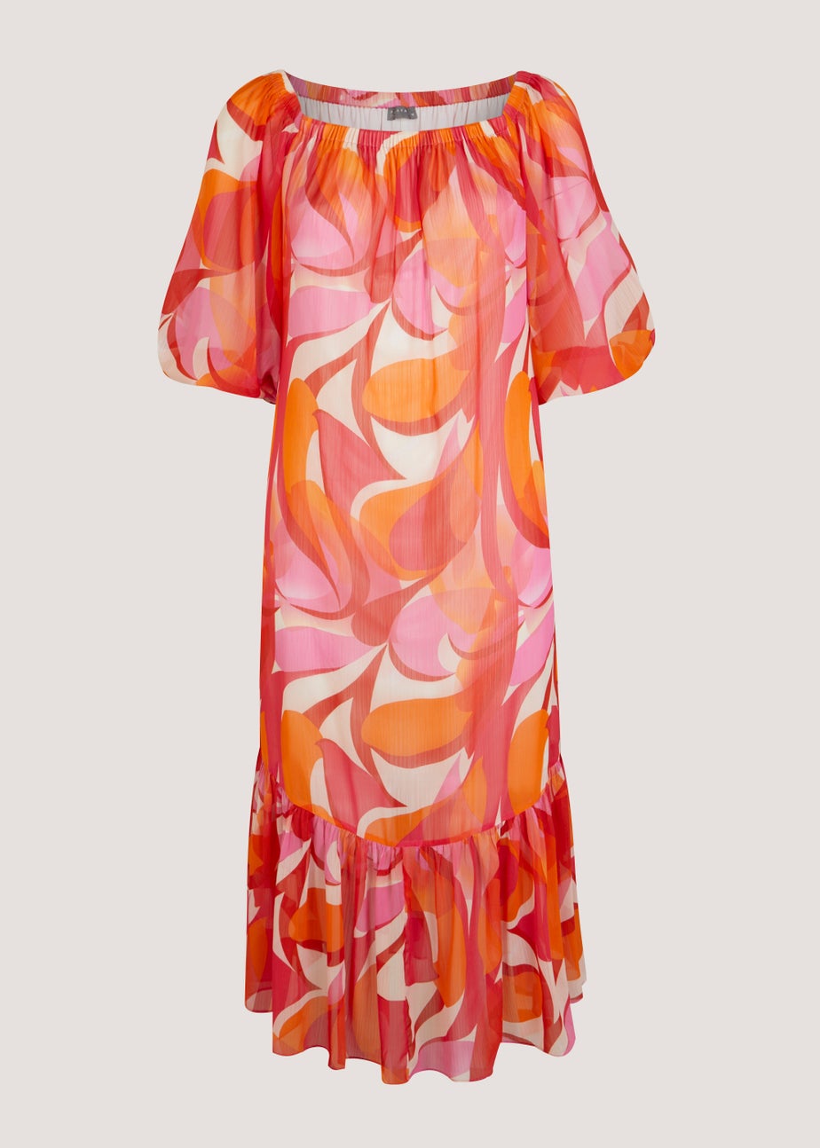 Papaya Curve Red Chiffon Bardot Dress