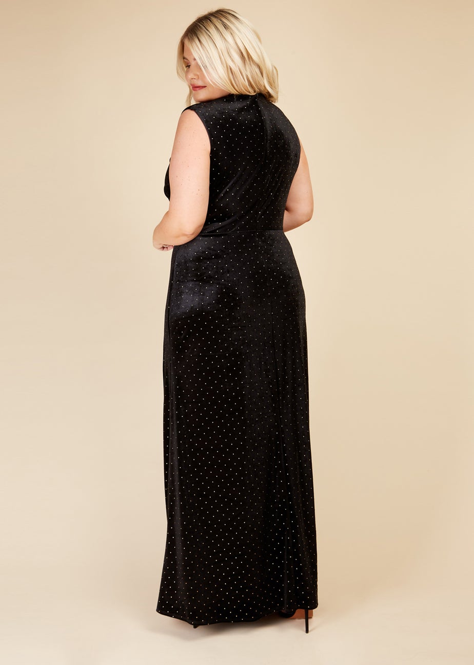 Little Mistress Black Velvet Dew Drop Maxi Dress