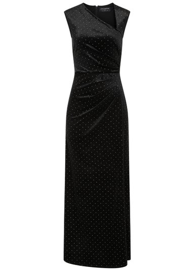 Little Mistress Black Velvet Dew Drop Maxi Dress
