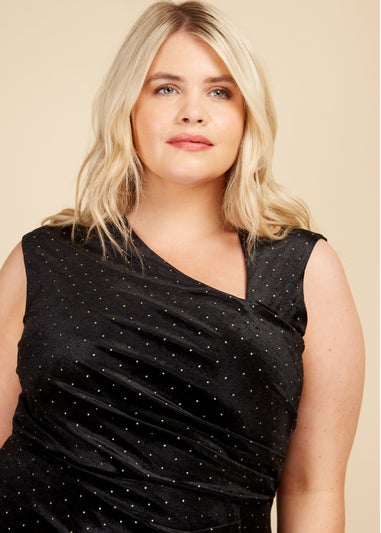 Little Mistress Black Velvet Dew Drop Maxi Dress