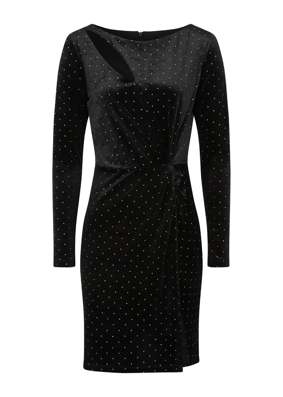 Little Mistress Black Velvet Dew Drop Mini Dress