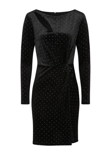 Little Mistress Black Velvet Dew Drop Mini Dress