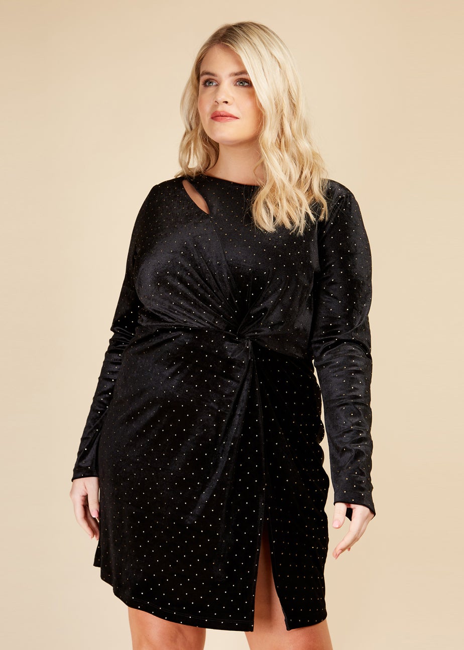 Little Mistress Black Velvet Dew Drop Mini Dress