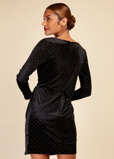 Little Mistress Black Velvet Dew Drop Mini Dress