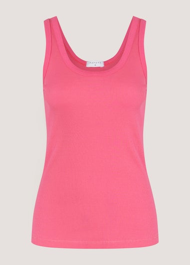 Pink Scoop Ribbed Jersey Vest Top