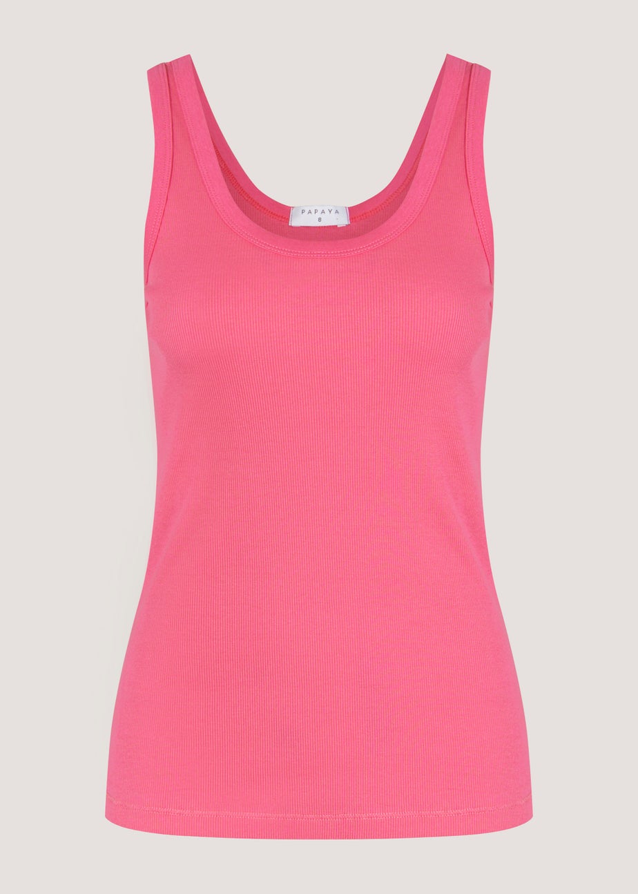 Pink Scoop Ribbed Jersey Vest Top