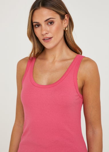 Pink Scoop Ribbed Jersey Vest Top