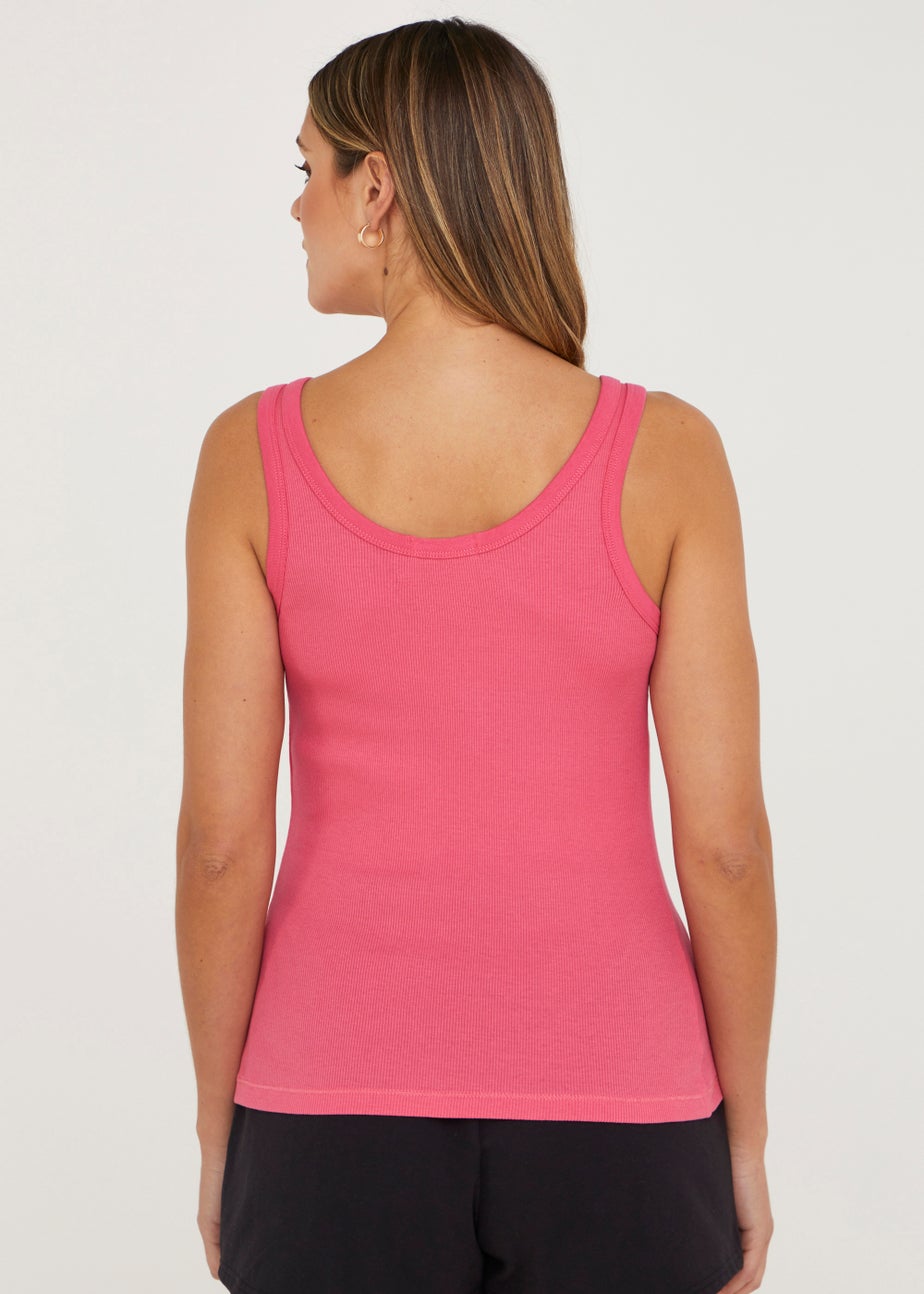 Pink Scoop Ribbed Jersey Vest Top