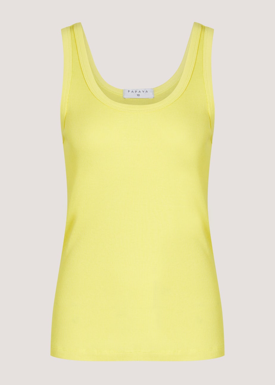 Yellow Scoop Ribbed Jersey Vest Top