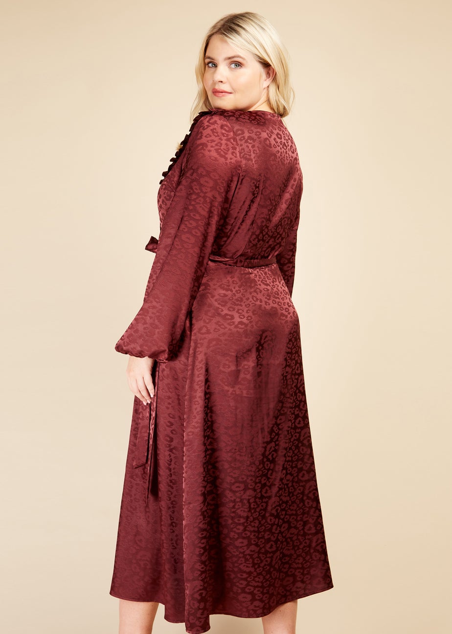 Little Mistress Red Satin Jacquard Maxi Dress